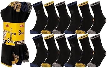 ASRL 12 Pairs of Men's Work Socks Anti-Bacterial Treated size covering Uk Mens 6-11 Suitable for Sports, Walking and Hiking Reinforced Safety/Steal Heel and Toe.