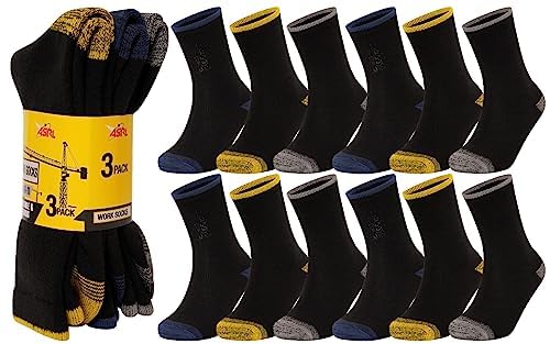 ASRL Men's Work Socks, 12 Pairs, UK Size 6-11