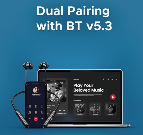 Image of Original Neckband for OnePlus Z3 Earbuds with Quick Charging Soft Silicone Band and Bass Boost Audio (BlackB)
