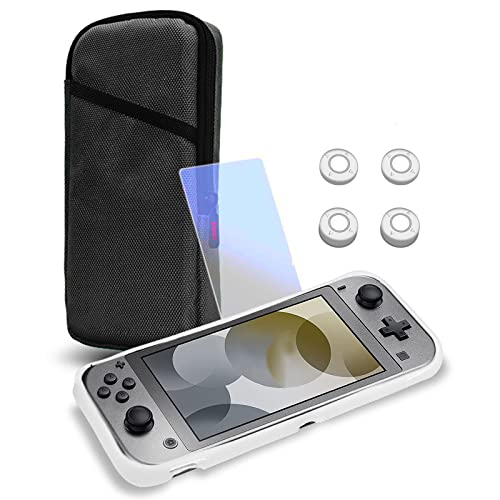 7 in 1 Carrying Case for Nintendo Switch Lite, Switch Lite Case with Thumb Grips, Dockable Case, Tempered Glass, Switch Lite Bundle - Black