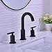 TRUSTMI Matte Black Bathroom Faucet 3 Hole 8-Inch Wide-Spread Bathroom Vanity Sink Faucet with 4.13