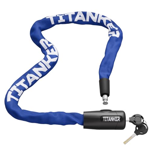 Titanker 6mm Bike Chain Lock with Key, 3.3ft, Blue