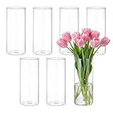 Utilisation polyvalente : lot de 7 vases cylindriques en verre, parfaits pour la décoration de mariage, la décoration de table, les bougeoirs et les arrangements floraux