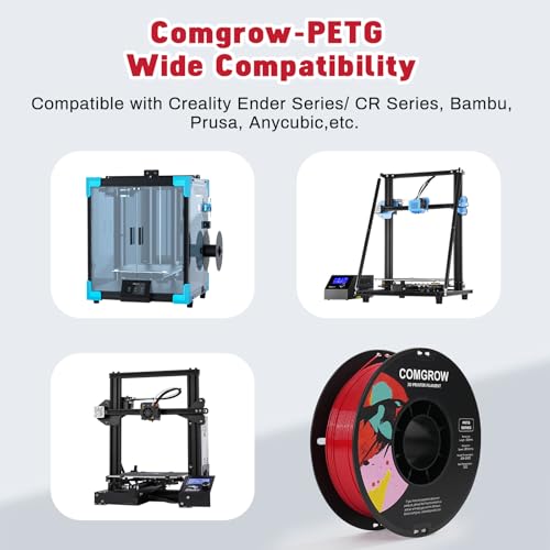 Image of Comgrow PETG 3D Printer Filament 1.75mm, High Precision and Tough 3D Printer Filament 1kg (2.2LBS), Dimensional Accuracy + /- 0.02 mm, Fit Most 3D Printers Red