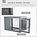 Dog Cage Furniture Wire Indoor Pet Cage, Furniture Style Crate, Furniture Style Dog Cage, Pet Furniture, Side Table with Double Doors, Locking Dog House, Suitable for Small and Medium Dog Houses, Gray