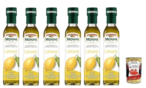 Lot de 6 épices Monini à base d'huile d'olive extra vierge au goût citron 250 ml + polpa italien gourmet 400 g