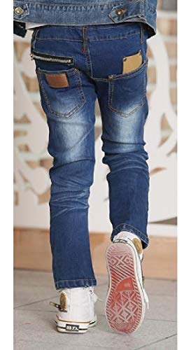 Calça jeans masculina Fubotevic de algodão envelhecido, casual, cintura média, Dark Blue, 9 Years