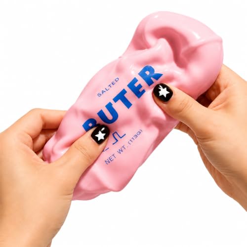 Crunchy Butter Squishy in Pink with Textured ASMR Filling for Adults (Pink)