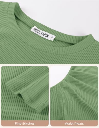 GRACE KARIN Womens 2026 Long Sleeve Tops, Ribbed Knit Basic Blouses, Stretch Fall Shirts Dressy Casual Clothes, LightGreen 2XL — view 4
