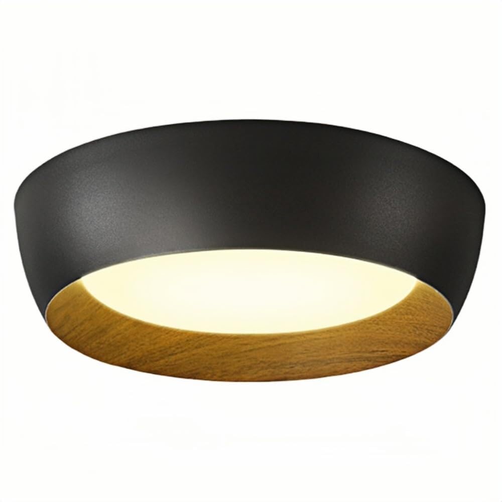 LUOYAOB Modern and Minimalism Round Wood-Grain Accent Ceiling Lights Iron Body Flush Mount Ceiling Lamps Acrylic Shade Three-Color Mode Ceiling Light Fixture for Bedroom Living Room(Gray,50cm/19.6in)