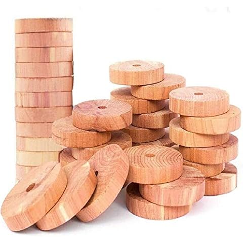 FANSIR Cedar Wood Moth Repellent, 100% Natural Anti Moth Repellent Cedar Blocks Clothes Protection, Storage Accessories Cedar Rings Wardrobes Drawers Freshener Chemical-Free Rings for Hanger [30 Pack] Cover