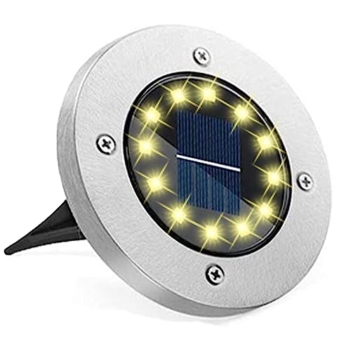 Bzavor 8er Solar Bodenleuchte Aussen, 12 LEDs Leuchten Mit Upgrade Solarpanel Gartenleuchte Strahler Deko für Rasen, Gehweg, Pool, Terrassen (Warmweiß)