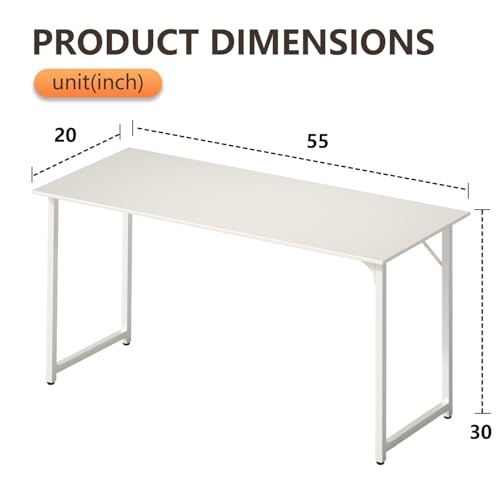 Image of BestOffice Computer Desk,Home Office Desk, Modern Simple Style for Home Office Study Writing (White, 55 Inch)