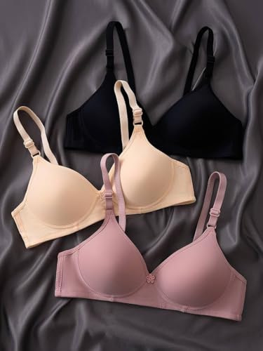 Image of DAVINA FASHIONS Women's & Girl's Cotton Soft Padded Push Up Wire Free Bra (Multi-Mix-Colors) (Pack-of-2) Random Colours as per Availability