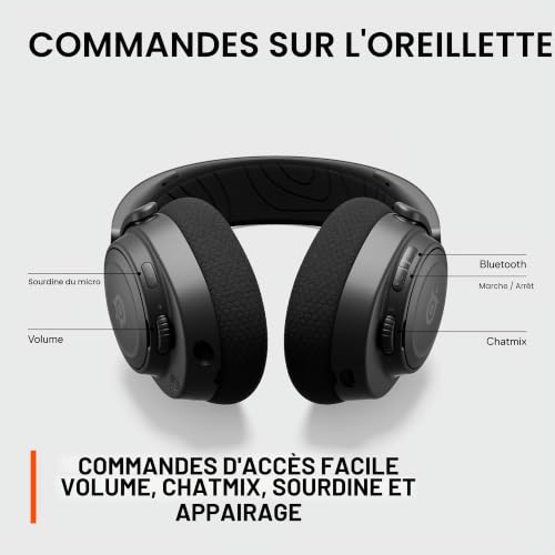 SteelSeries Arctis Nova 7- Casque Gaming Sans Fil multiplateforme- Haut-parleurs magnétiques en néodyme- Bluetooth et 2.4GHz simultanés- Autonomie 38h- Micro ClearCast Gen2 IA- PC,PS5,Switch,VR,Mobile