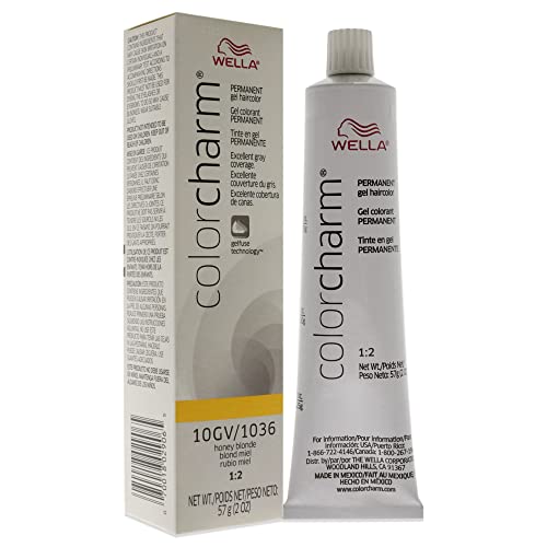 Wella Colorcharm Permanent Gel, Hair Color For Gray Coverage, 10Gv Honey Blonde #TOP2