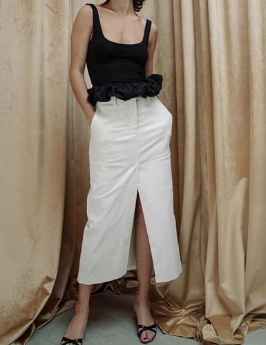 Women's Ruffle Bubble Hem Tank Top Scoop Neck Backless Sleeveless Patchwork Peplum Top Going Out Babydoll Shirts4