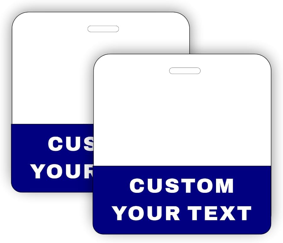 Custom Badge Buddy Horizontal Double Sided Print Durable and Water Resistant Ideal for Nurses, Doctors, Teachers, Security, Trade Show, Visitor, Work Badge (Navy Blue, 24 Pack)
