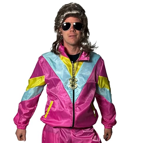 Foxxeo 80er Jahre Kostüm Trainingsjacke für Herren - Größe S-XXXXL, Größe:L