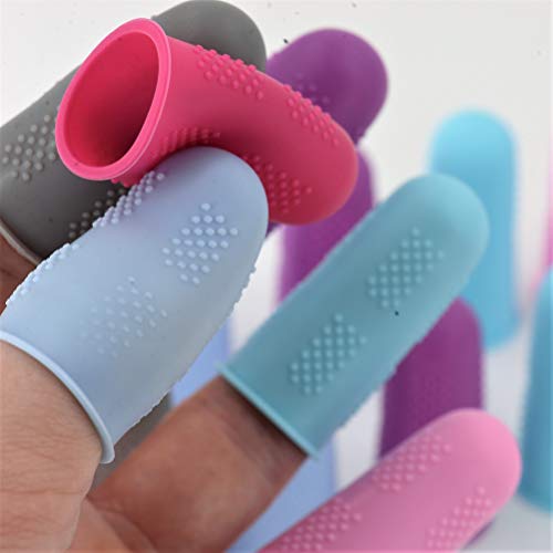 Finger Protectors [Flex Series - 12-Pack] Silicone Non-Stick Finger Covers [Small (6) / Medium (6) - 6 Colors 2 Sizes] for Hot Glue/Sewing/Wax/Rosin/Resin/Honey/Adhesives/Scrapbooking - Thumbnail 4