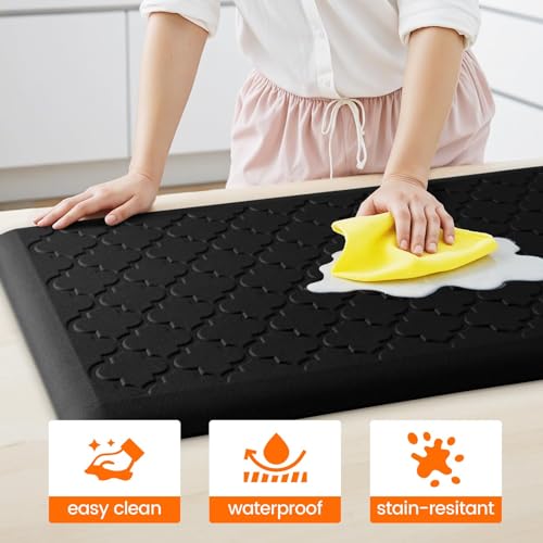 TranquilRelax 4/5 Inch Thick Anti-Fatigue Kitchen Mat Water Resistant Non-Slip Kitchen Floor Mat Ergonomic Comfort Standing Mat for Home Kitchen Office Laundry 17.3"x 39" Black — view 4