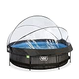 EXIT Black Wood Pool ø300x76cm mit Filterpumpe und Abdeckung - schwarz