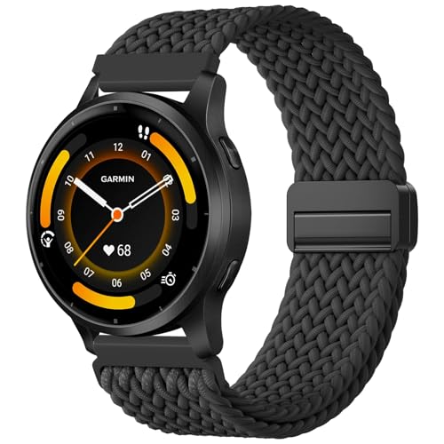 IMIVIO 22mm Magnetic Braided Compatible with Garmin Venu 4/Venu 3/Venu 2 Watch Bands 45mm, Adjustable Nylon Stretchy Quick Release Replacement Strap for Vivoactive 4 45mm/Forerunner 255/265/Music