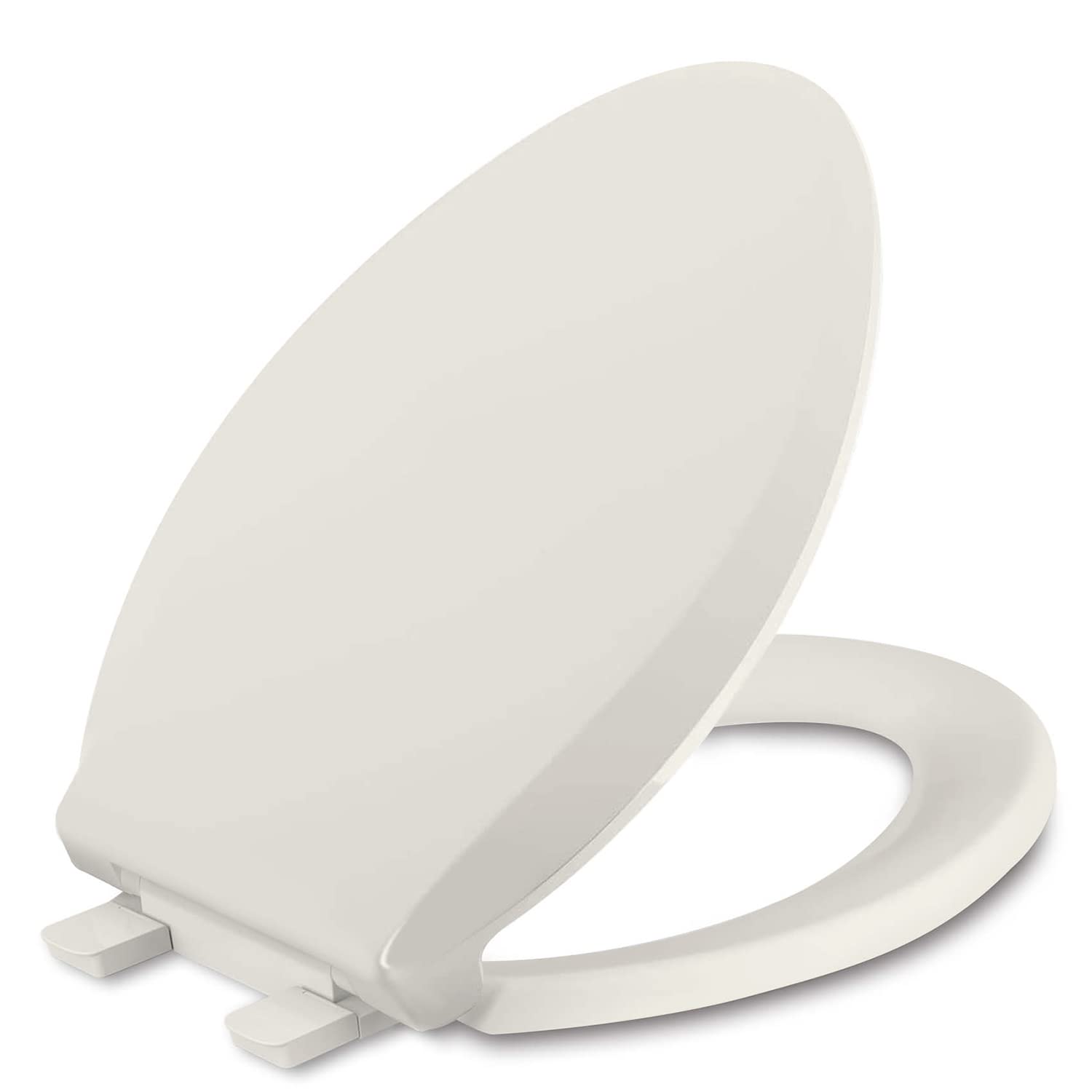 Elongated Toilet Seat, Quick-Release Hinges, Slow Close, Heavy Duty, Never Loosen, Aviation Material, Biscuit/Linen(18.5â€_x009d_)