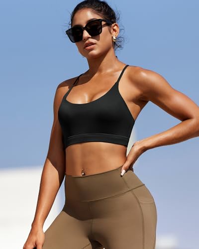 Image of RUNNING GIRL Sports Bras for Women,Y-Back Medium Support Workout Sports Bra Padded Racerback Supportive Bras Push up(WX3048 Black M)
