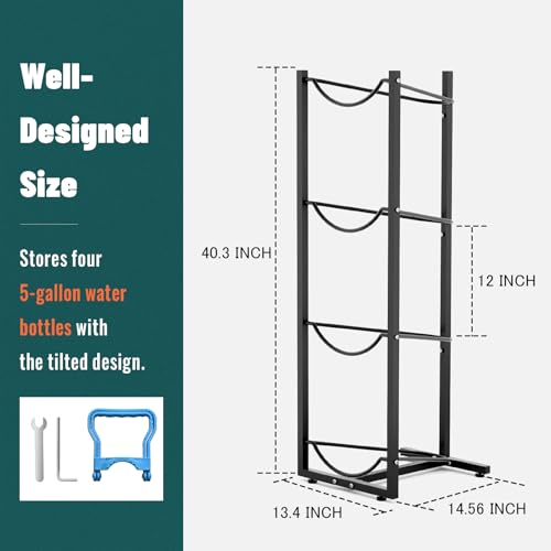 MYLOLF 5 Gallon Water Jug Holder : 4 Tier Water Jug Stand Holder for 5 Gallon Water Dispenser- 5 Gal Water Bottle Storage Rack Organizer for Home Kitchen Garage (4 Tier) by MYLOLF - Image 5