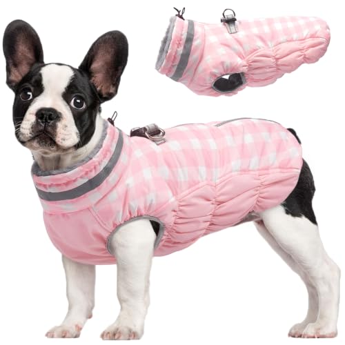 Image of FUAMEY Dog Winter Coat Fleece Warm Medium Dog Coat with Harness Built in