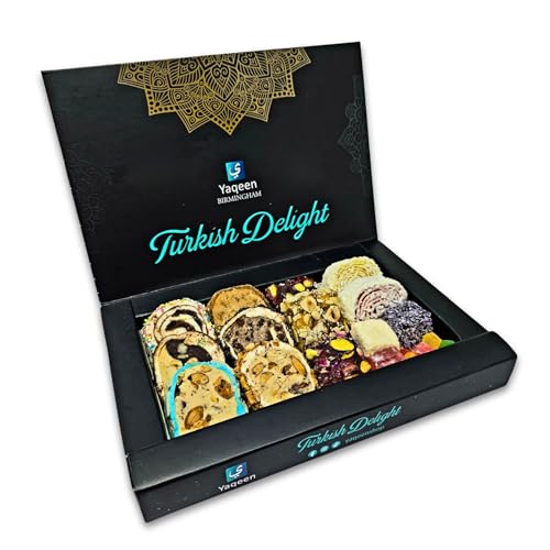 Turkish Delight Lokum Mix Gift Box 16 different flavours Deluxe Sweets Oriental Marshmallow Gift Box Gourmet Soft Candy Vegetarian Halal Gluten Free 350 g