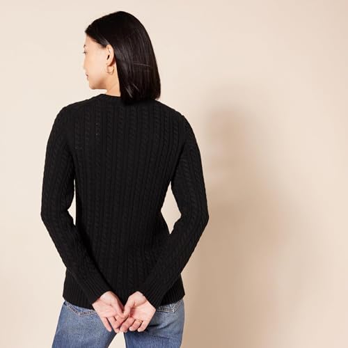 Image of Amazon Essentials Women's Regular Fit Soft Cotton Cable Knit Ribbed Crewneck Sweater (Available in Plus Size)