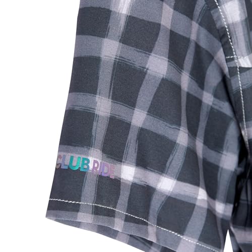 Club Ride Camisa feminina Bandara – Leve e respirável manga curta abotoada para ciclistas, Xadrez pr