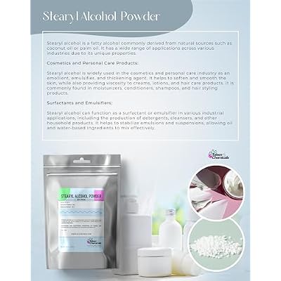 Stearyl Alcohol for Soft and Smooth Skin, Stearyl Alcohol Powder Cosmetic Grade, Emulsifying Agent for Soap Making, Hair Care, and Personal Care Products by Talsen Chemicals (8 Ounce / 226 gram)