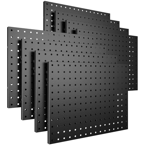 Spampur Peg Board 8 Pack Metal Pegboard Panels for Wall Organizer