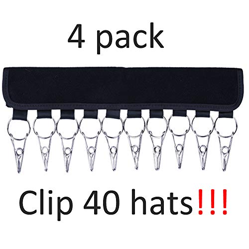 LEKUSHA 4 Pack Cap Organizer Hanger, 10 Baseball Cap Holder, Hat Organizer for Closet - Change Your Cloth Hanger to Cap Organizer Hanger - Keep Your Hats Cleaner Than a Hat Rack - Black