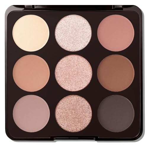 Erinde 9 Colors Nude Eyeshadow Palette, Warm Brown Neutral Eye Shadow Makeup Palette with Mirror, Highly Pigmented Matte Shimmer & Glitter Eyeshadow Long Lasting Blendable for Daily Natural Look