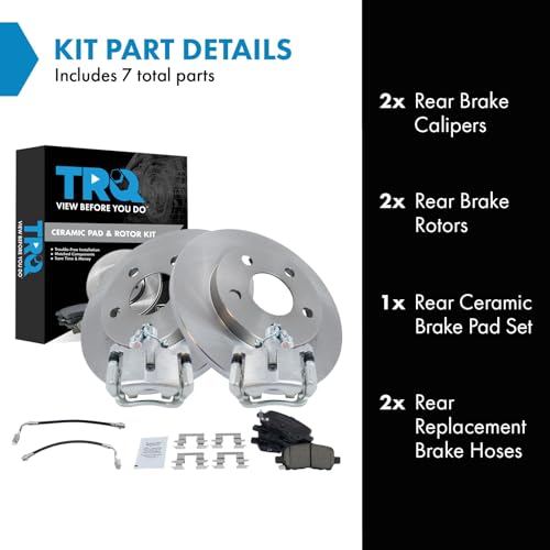 Image of TRQ Rear Brake Pad & Rotor Kit Ceramic Compatible with 2011-2013 Chevrolet Impala 2014-2016 Impala Limited