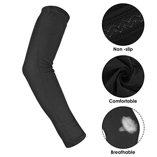 Sibba 2 Pairs Compression Leg Sleeve Arm Sleeve, Full Length Arm Sleeves Leg Sleeves For Kids, Compression Sports Sleeve For Running Baseball Cycling Basketball (Black) #TOP2