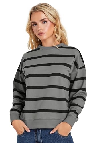 PixieGirl Petite Charcoal Grey Stripe Sweatshirt Petite