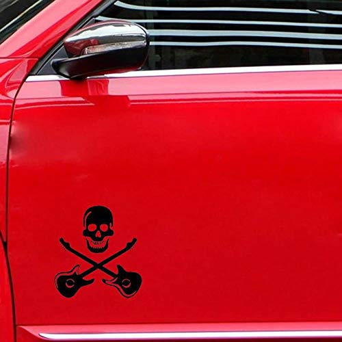 Stukk Stickers Chitarra Incrociata con Il Teschio Design Fun Finestra Bumper Vinyl JDM Adesivo 17CMX17.8 cm - Nero