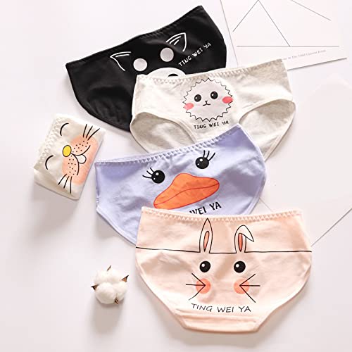 Saturey 3 unids/Set Nuevas Bragas de Mujer con Estampado de Dibujos Animados Divertidos riñonera de Cintura Media Ropa Interior cómoda Transpirable de algodón para Mujer-L