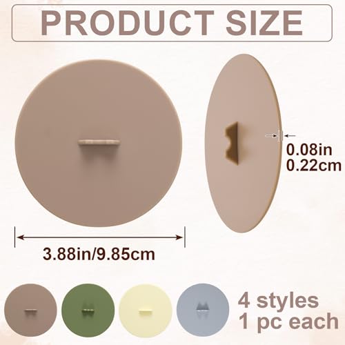 Winsyison 4pcs Silicone Cups Cover Lids, Universal Reusable Drink Cup Lids, Dust-proof Airtight Seal Mug Cover for Tea Cups Coffee Cup- White & Green & Gray & Brown