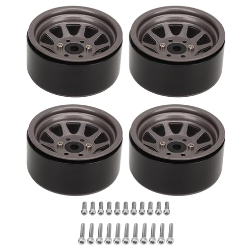 4PCS RC Wheel Rim Set Zinc Alloy Steel 1.9 Inch Metal Wheel Hub for SCX10 II III GEN8 Crawler Car with 22 Screws (�F��)