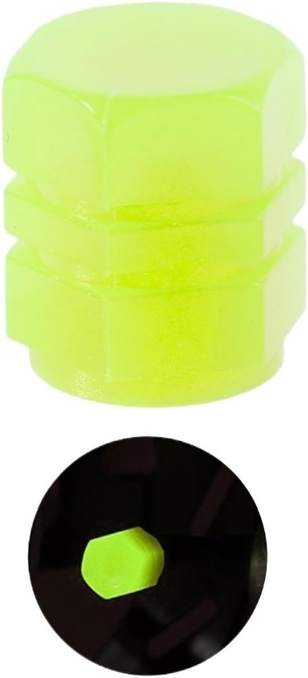 Glow Valve Cap Yellow Green Luminous Tire Valve Cap Car Motorcycle Bike Wheel Hub Glowing Dustproof Tyre Rim Decorative Cover