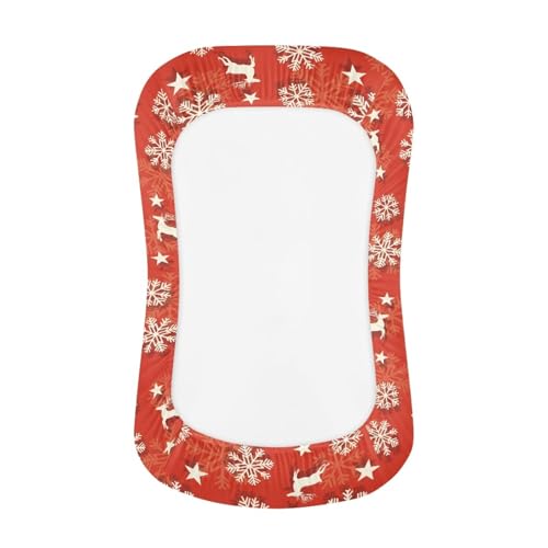 Image of ZOUTAIRONG Snowflake Elk Bassinet Sheetsack Bassinet Sheets for Christmas Neutral Unisex Fitted Baby Bassinet Sheets Set for Standard Bassinets for Baby Boys or Girls