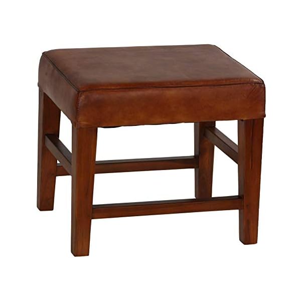 Bare decor alvin genuine leather ottoman with solid teak wood legs brown  urban country home decor