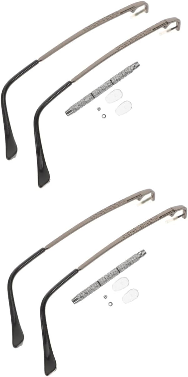 FOMIYES 2sets Eyeglasses Repair Kit Replacement Arms Nose Pads Screws and Screwdriver Metal Glasses Arm Repair for Men and Women