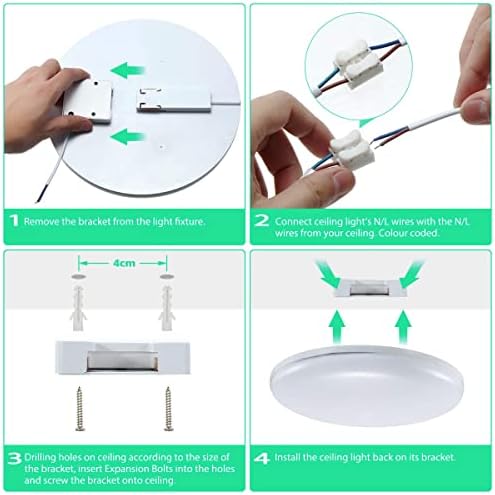 KAOPUO Bathroom Ceiling Lights,24W LED Ceiling Light IP54 Waterproof, 5000K Neutral White 2200LM 150W Equivalent, Ceiling Lights for Bathroom Lighting ,Living Room, Kitchen and Hallway Ø23cm